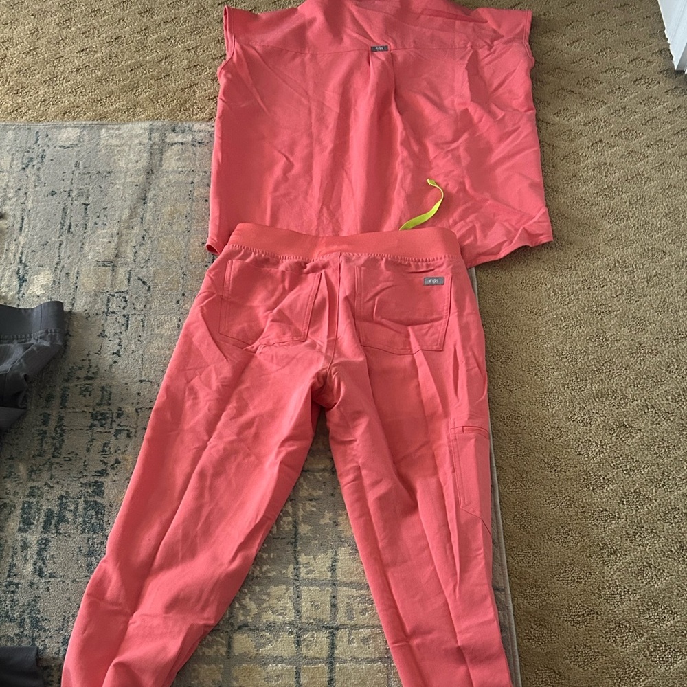 Figs Coral Technical Collection Tops. Top and bottom.